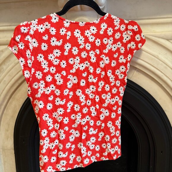 Reformation Floral Print V-Neck Blouse - Size 6 - Picture 3 of 5